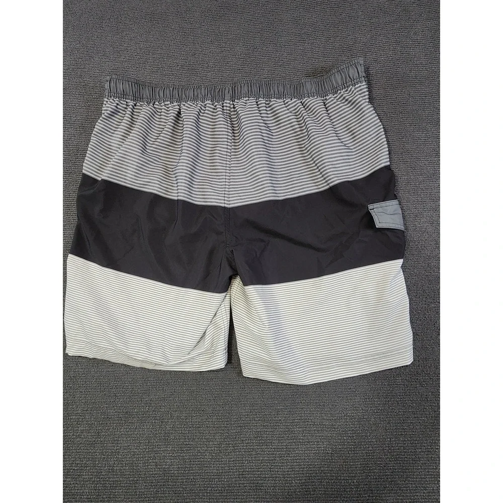 George Board Shorts Mens XL Grey Striped Colorblock Swim Trunks Casual‎